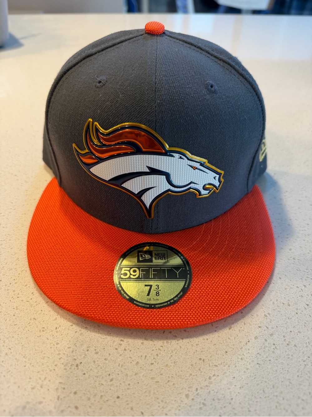 New Era Gray and Orange Denver Broncos Fitted Hat